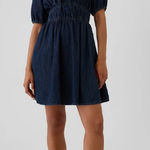 Gap  Smocked Denim Mini Dress Dark Wash Size‎ Medium Tall Photo 0