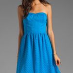 Rebecca Taylor  Blue Silk Strapless Dot Dress 4 Cutout Bustier Cobalt Sweetheart Photo 4