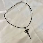 Silver tone sword necklace Gray Photo 2