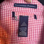 Houndstooth Portuguese Flannel Red White  Long Sleeve Button Up Blouse Medium M Photo 3