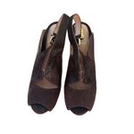 Fendi  Brown Suede Leather Platform Slingback Heels Size 37 / US 7 Photo 2