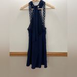 Lulus 𝅺 Any Sway, Shape, or Form Lace Halter Dress Navy Blue Size Small Photo 9