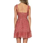 Princess Polly  The Bonnie Mini Dress in Maroon sz 4 Adjustable Tie Strap Floral Photo 1