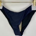 J.Crew Curved Waist Cheeky Bikini Bottom Beach Swim Minimalist Navy Blue L NWT Photo 3