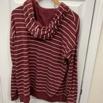 Market & Spruce  Maroon and White Striped Hoodie Photo 2