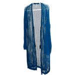 Free People  Lattice Open Front Crochet Duster Cardigan Teal Blue Size M NWT Photo 1