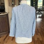 Old Navy  Shirt Linen Cotton Blue White Stripe Photo 3