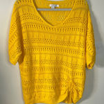 Simply Noelle  Yellow Short Sleeve‎ Crochet Style Sweater Size Large Photo 0
