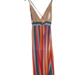 Essue  Multicolor Striped Maxi Dress Rainbow Criss Cross Back Lightweight Photo 2