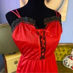 Vintage 70s Lady Cameo Lingerie Harley Quinn Red and Black Lace Nylon Jumpsuit Photo 2