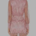 Lovers + Friends "Abigail" Lace Long Sleeve Mini Dress Metallic Rose Size Small Photo 3