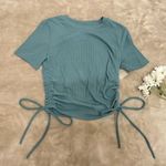 ZARA  Teal Ruched Side Tie Top Photo 0