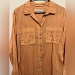 Free People  Sheer Luck Button Down Lightweight Shirt in Wood Chimes Size XS Photo 3