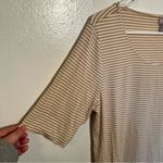 Chico's Chico’s Scoop Neck Half Sleeve Top White Beige Stripes Photo 3