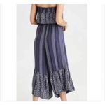 Japna Anthropologie  Blueish Floral Strapless Smock Top Riffle Jumpsuit Sz M Photo 4