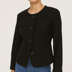 Theory Black Button Up Collarless Blazer Jacket Size Small Photo 0