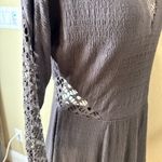 Free People  Vintage Lace Cut Out Knit Dress Size Medium / Large Brown Photo 9