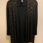 Chico's Travelers Black Open Front Cardigan With Gold Deco Print Size 1 (M) Photo 0