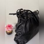 Guy Laroche Elegant Black Pebbled Leather Drawstring
Shoulder Tote Bag Photo 2