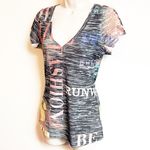 EXPRESS  Vintage V Neck Short Cap Sleeve Fashion T Shirt Pullover Lightweight XS Photo 2