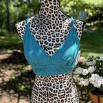 Freshwater Bikini Banded Long Top Sz XL Adjustable Strap Teal Snakeskin Texture Photo 1