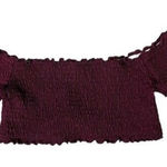 PINK - Victoria's Secret PINK Bikini Top Large Maroon Off Shoulder Fringed Boho Beachwear Photo 0