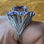 Natural Rose de France Amethyst Sterling Silver Cocktail Ring Size 9 Photo 2