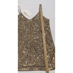 Hugo Boss  Sequined Side Slit Tank Blouse Women's Size Large Champagne Gold NEW Photo 4