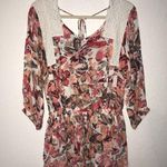 En Crême En Creme Top Pink Coral & Cream Floral & Lace Tie Back Blouse Sz S NWT Photo 0