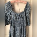 Topshop  floral puffy shirt sleeves mini denim dress, size 10, babydoll, Y2K Photo 4