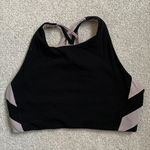 Athleta  Black Beige Strappy High Neck Sports Bra Workout Athletic Size Medium Photo 0