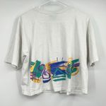 Reebok Women's Crop Top L Graphic T Shirt Geometric Running VTG French Colorful Photo 8
