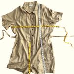 Womens XL Romper Linen Shorts Jumpsuit Classic Resort Elegant Preppy Boho Casual Tan Photo 12