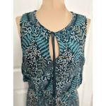 LC Lauren Conrad Dress Sleeveless Tie Neck Tiered Skirt Forest Green Floral Sz S Photo 2