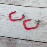 Vintage Earrings for Pierced Ears Unusual Shape Red Photo 6