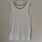 Athleta  On the Town Cream with Black Trim Ribbed Knit Sweater Tunic Top Size M Photo 2