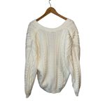 Vintage Carriage Court Sport White Chunky Oversized Cable Knit V Photo 2