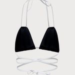 Berlook Contrast Triangle Halter Bikini Top ONLY 71 Black Size L Photo 5