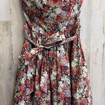 Papaya  Strapless Floral Fit & Flare Smocked Back Boho Cottagecore  Medium Lined Photo 0