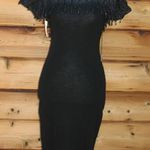 Carmen Marc Valvo NWT Vintage 80s Black Wool Knit Beaded Midi Dress Photo 0