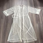 Victoria's Secret Cream Sheer Robe Intimates Sleepwear with Lace Beaded detail Photo 0