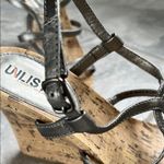 Unlisted Silver Wedge Sandals with Metallic Straps Cork Heels Photo 5