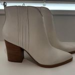 Marc Fisher Annabel Western Ankle Booties Pointed Toe block heel Cream Ivory 10 Photo 0