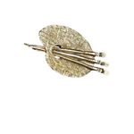 6 Vintage Gold Tone Artists Painters Pallet & Brushes Brooch Pin 2” Photo 7