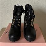 Wild Pair  Black Lace Up Boots with Gold Accents (New in Box) Photo 2