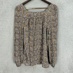 Wonderly Top Womens Large Brown Floral Long Sleeve Square Neck Dark Feminine Photo 6