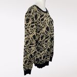 INC Black Gold Metallic Knit Sweater Crewneck Medium Photo 5