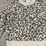 Old Navy Women's Sweater Beige/Gray Leopard Print Crew Neck Long Sleeve Small Photo 1