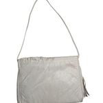 Vtg 1980s White Patchwork Leather Top Flap Tassel Trim Envelope Shoulder Bag Photo 1
