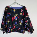Anthropologie NEW Maeve Boatneck Puff Long Sleeve Floral Print Blouse Black Med Photo 15